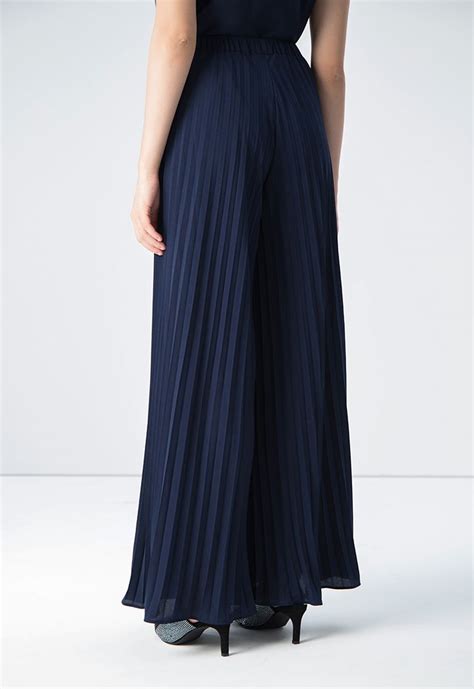 Solid Pleated Wide Legs Trouser