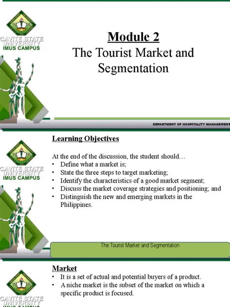 Module 2. The Tourist Market and Segmentation | PDF | Market Segmentation | Marketing