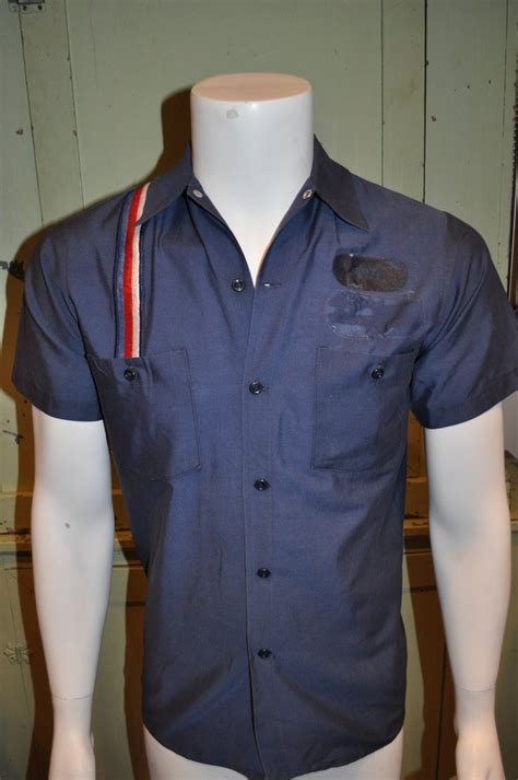 Vintage Uniform Mechanic Shirt Navy AAMCO Size SMALL Permanent