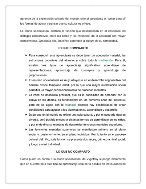 Modelo De Aprendizaje Sociocultural De Vigotsky PDF