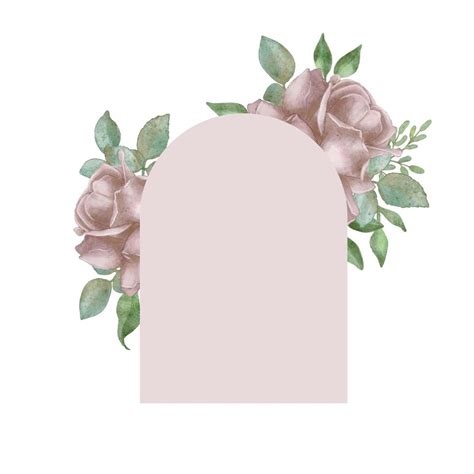 Beautiful Wedding Arch With Watercolor Flowers Roses And Leaves Vector