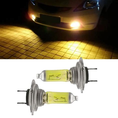 2Pcs H7 Halogen Headlight 100W Car Fog Light Bulbs 3200 3500K Yellow