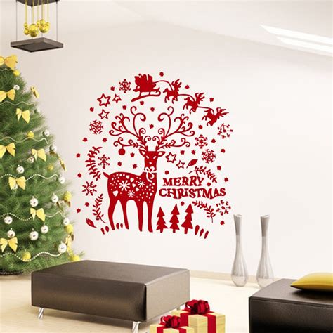 2017 Merry Christmas Reindeer Christmas T Snowflake Wall Decal Vinyl Art Sticker Home Bedroom