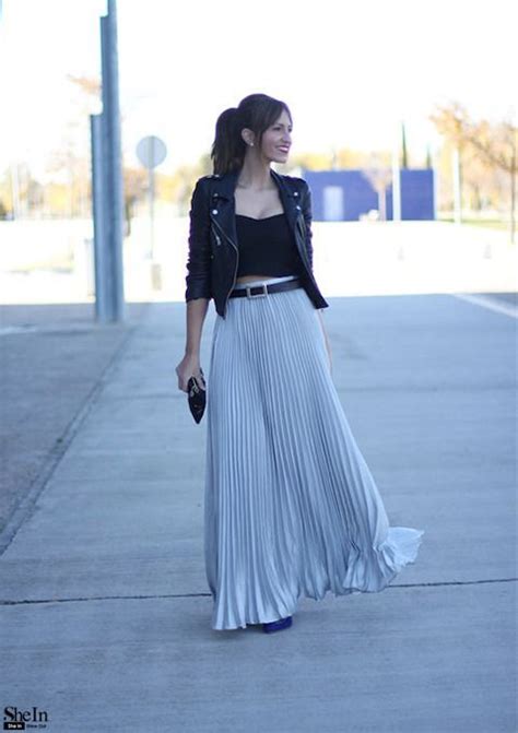 Zipper Side Pleated Flare Maxi Skirt Shein Sheinside Comfy Spring