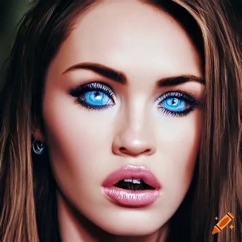 Portrait Of Megan Fox And Miley Cyrus With Striking Blue Eyes On Craiyon