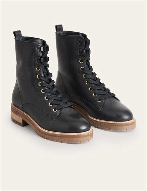 Lace Up Leather Boots Black Calf Leather Boden Uk