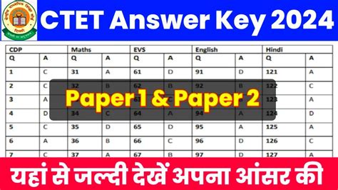 Ctet Answer Key Ctet Answer Key Kaise Dekhe How To Check