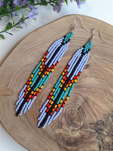 Handwoven Seed Bead Fringe Earrings Etsy Canada In 2023 Seed Bead Jewelry Patterns Beaded