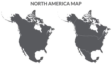 North America Country Map Map Of North America In Set Grey Color