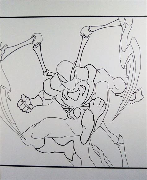 Ironspider Fan Art Outline Drawing Spiderman Marvel Avengers Anime