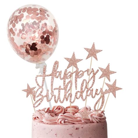 Buy Izoel Rose Gold Cake Decoration Confetti Balloon Cake Topper 5inch