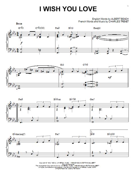 I Wish You Love Sheet Music Direct