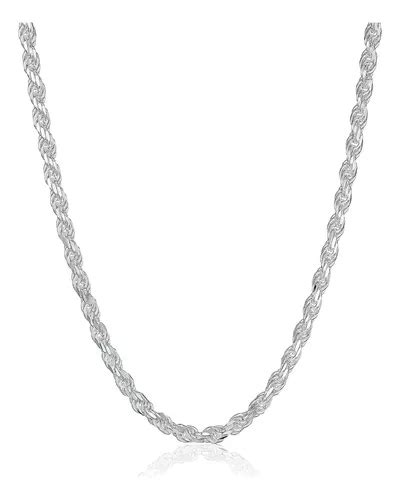 Cadena Collar Torzal Plata Unisex Mujer Hombre Ley Mm Meses Sin