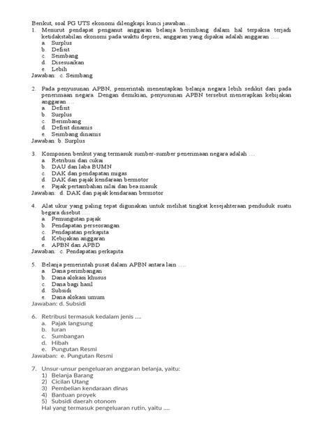 Kumpulan Soal Ekonomi Xi Semester 2 Pdf