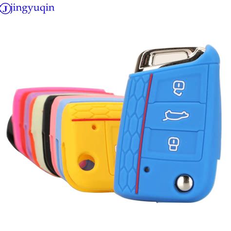 Jingyuqin 3 O De Silicone Key Fob Capa Capa Para VW Polo 2016 Golf