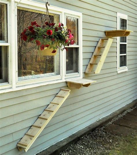 Outdoor Cedar Cat Wall System Stair Ladder Weather Resistant To