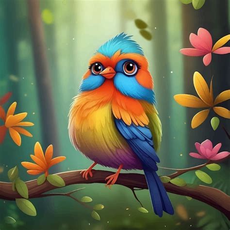 Premium Vector Colorful Cute Bird Illustration