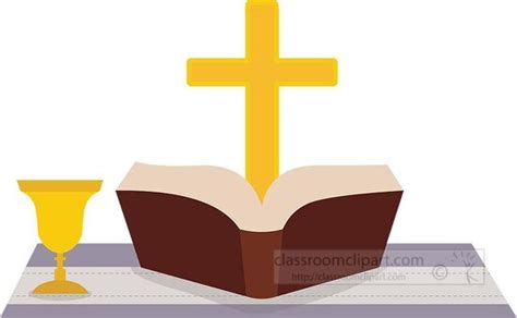 Christian Clipart Christian Bible With Cross And Chalice Clipart