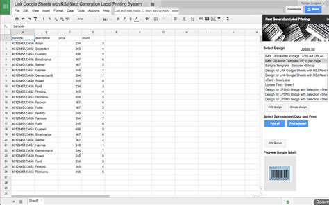 Google Sheets Label Template