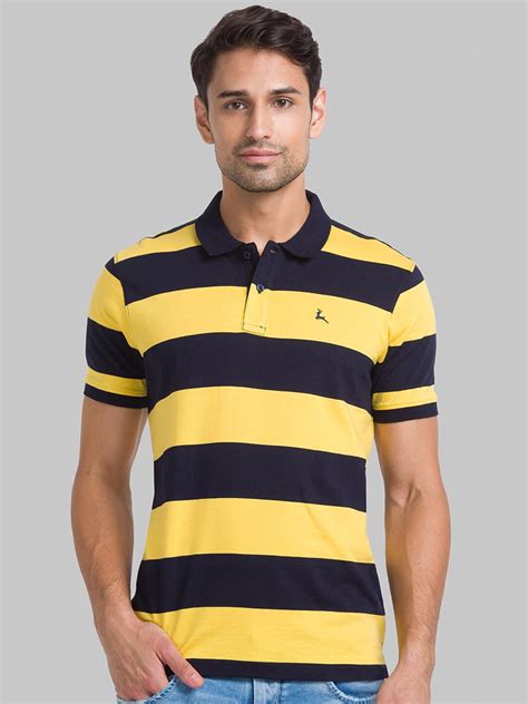 Buy Parx Men Yellow Striped Polo Collar T Shirt Tshirts For Men