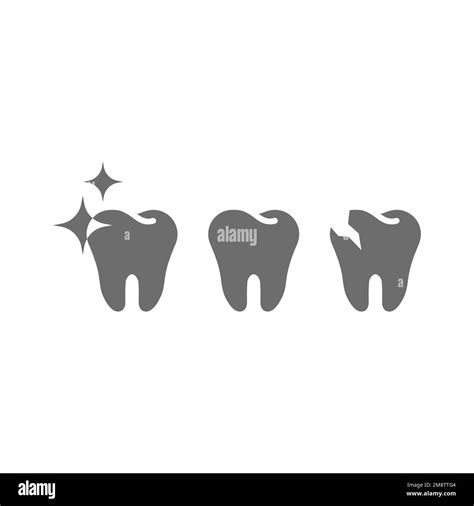 Healthy and shiny tooth and a caries icon set. Dental, teeth filled ...