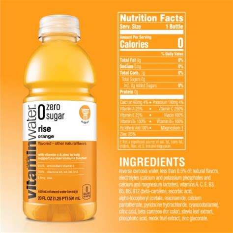 Vitaminwater Zero Sugar Rise Orange Flavored Bottled Water Fl Oz