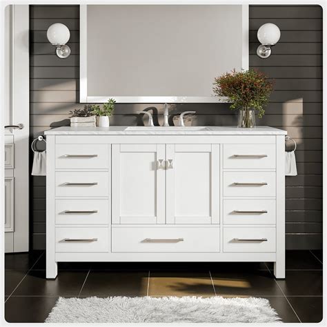 EVIVA Aberdeen 54 Inch White Transitional Double Sink Bathroom Vanity