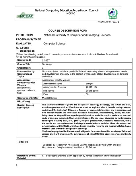 Cs Sociology For Students Nceacform001 Nceacform D Nceac Course