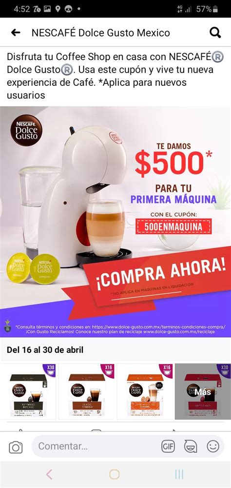 Dolce gusto 500 de descuento en la compra de una máquina