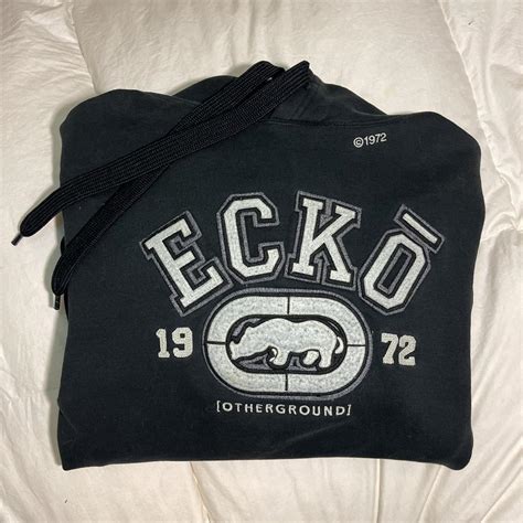 Ecko Unltd Mens Black And Grey Hoodie Depop