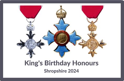 Shropshire Citizens Recognised In The Kings Birthday Honours 2024