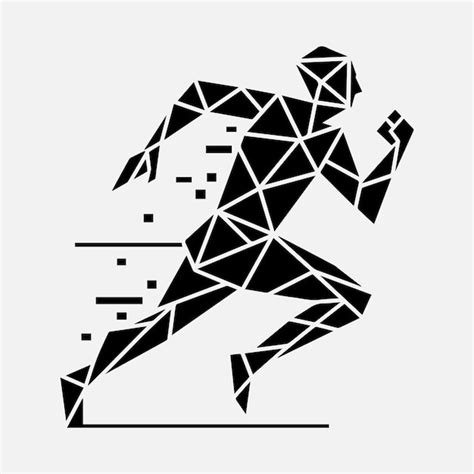 Geometric Running Man Vector Silhouette Illustration Geometric Running