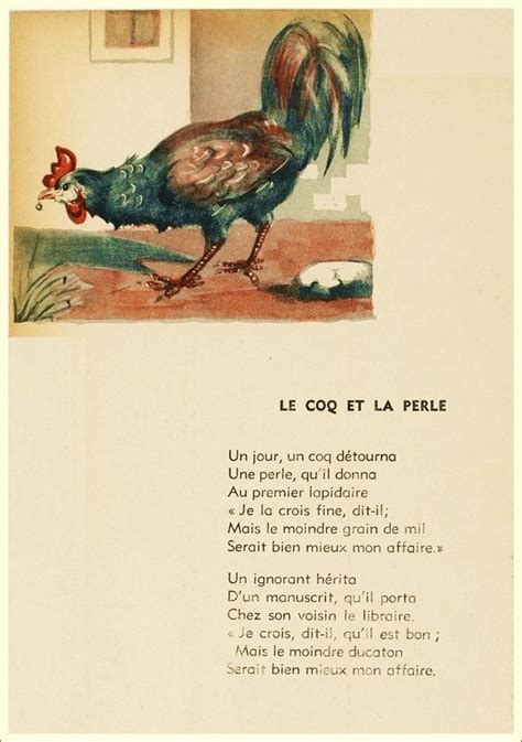 Le coq et la perle Les fontaines Fables de la fontaine Comptine crèche