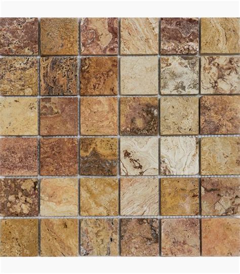 Autumn Blend Tumbled Travertine Mosaic Ozer Tile Stone