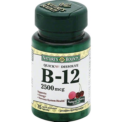 Natures Bounty Vitamin B 12 Quick Dissolve 2500 Mcg Quick Dissolve Tablets Natural Cherry