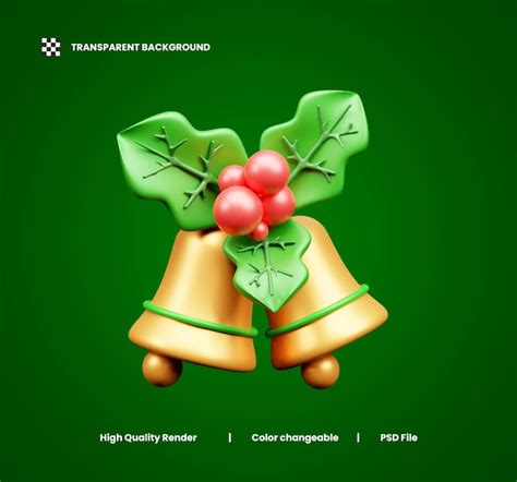 Premium PSD Christmas Bell 3d Icon Or Xmas Bell 3d Illustration Or 3d