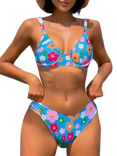 BIKINX Floral Bandeau Bikini Sets For Women High Cut Push Up