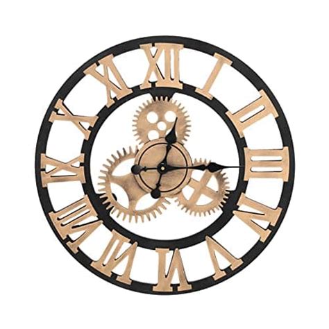 Warmiehomy 58cm Large Wall Clock 3d Gear Vintage Industrial Silent