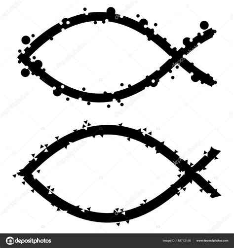 Abstract Illustration Ichthys Symbol Black Tiny Particles — Stock Photo ...