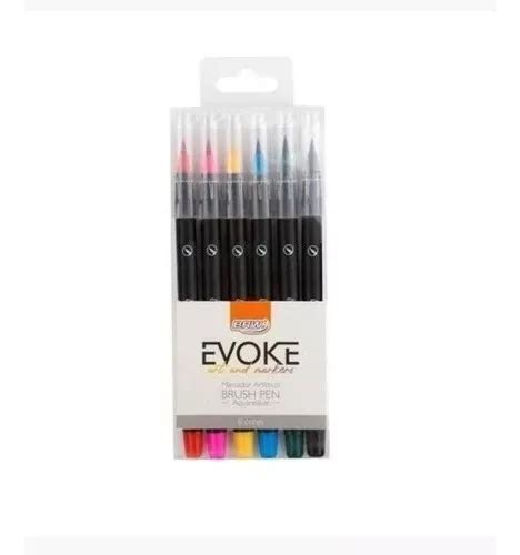 Marcador Brw Evoke Brush Pen Aquarelável 6 Cores Parcelamento Sem Juros