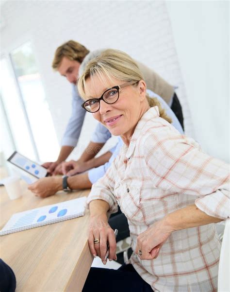 Portrait Of Beautiful Senior Woman Attending Class Stock Image Image Of Table Senior 59762515