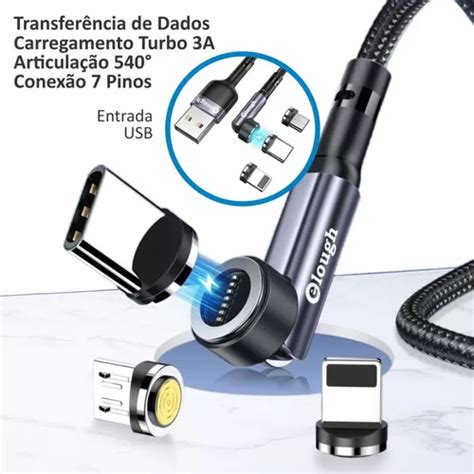 Cabo Carregador Magnético 3x1 Micro Usb Tipo C Lightning 1m MercadoLivre