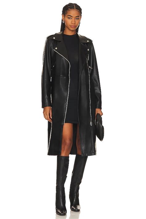 Steve Madden Kenna Faux Leather Coat In Black Revolve