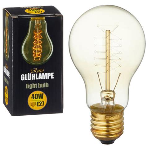 Retro Glühlampe E27 Birne A 40W warmweiß kabika de