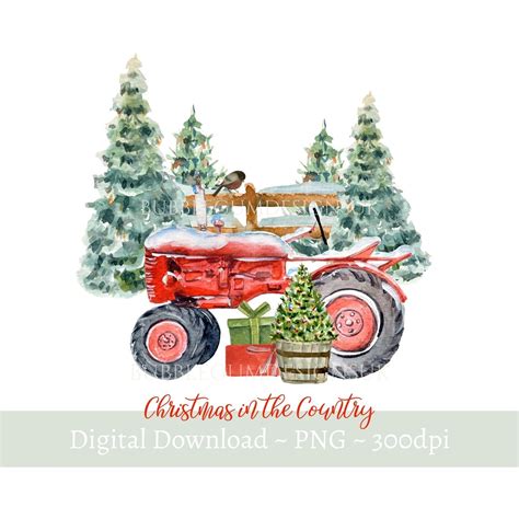 Christmas At The Farm Png Christmas Clip Art Christmas Card Etsy