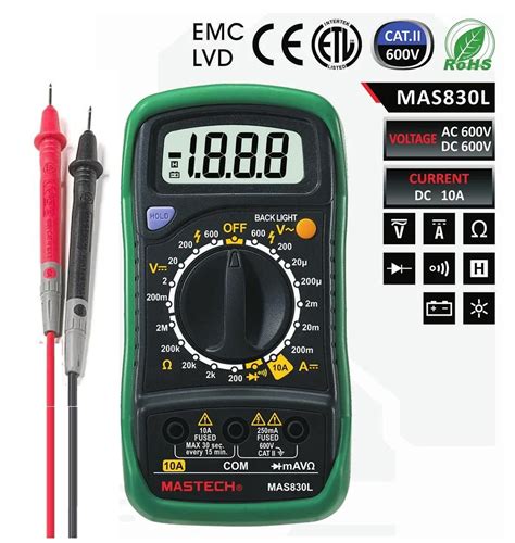 Mastech MAS830L Mini Handheld LCD Display Multimeter DC Current Tester