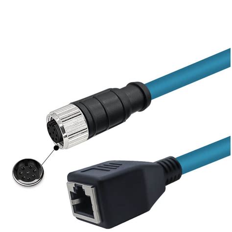 M12 8 Pin A Código Hembra A Rj45 Hembra High Flex Cat6 Cable Ethernet