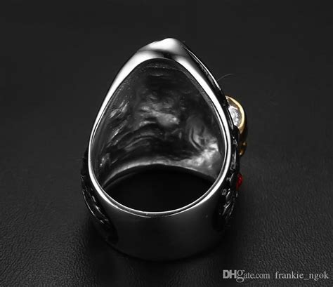 Vintage Hip Hop Mens Punk Self Defence Ring With Rhinestones Stainless