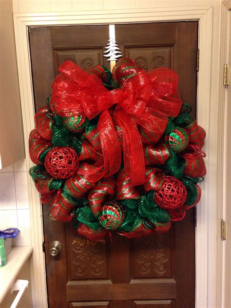 Red And Green Christmas Wreath Deco Mesh Deco Mesh Christmas Wreaths