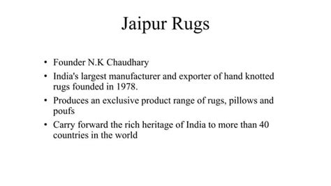 Jaipur rugs Supply chain management | PPT